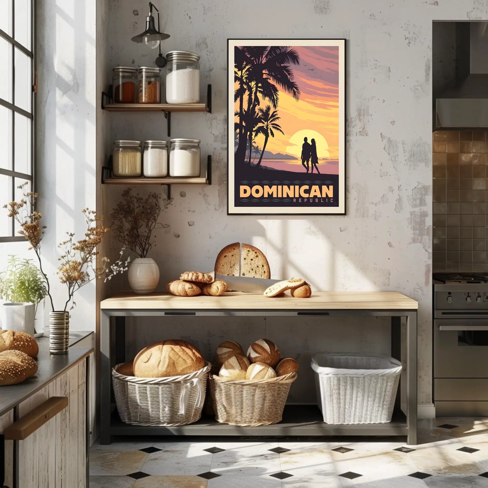 Dominican Republic Tropical Sunset Romance Travel Poster PosterGoat