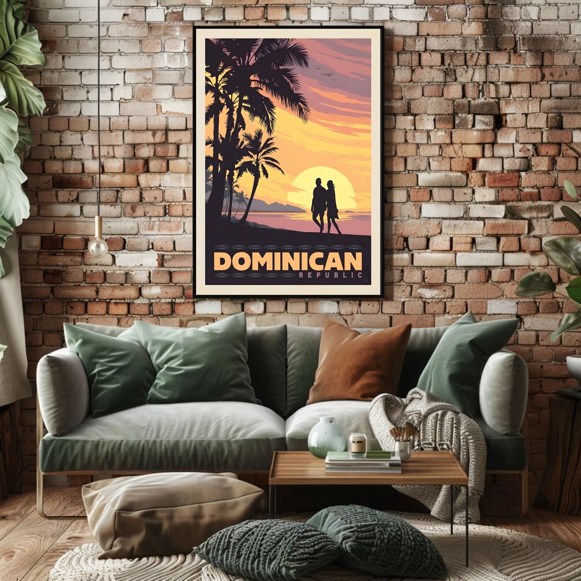 Dominican Republic Tropical Sunset Romance Travel Poster PosterGoat
