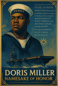 Doris Miller WWII Hero Commemorative Historical Poster PosterGoat