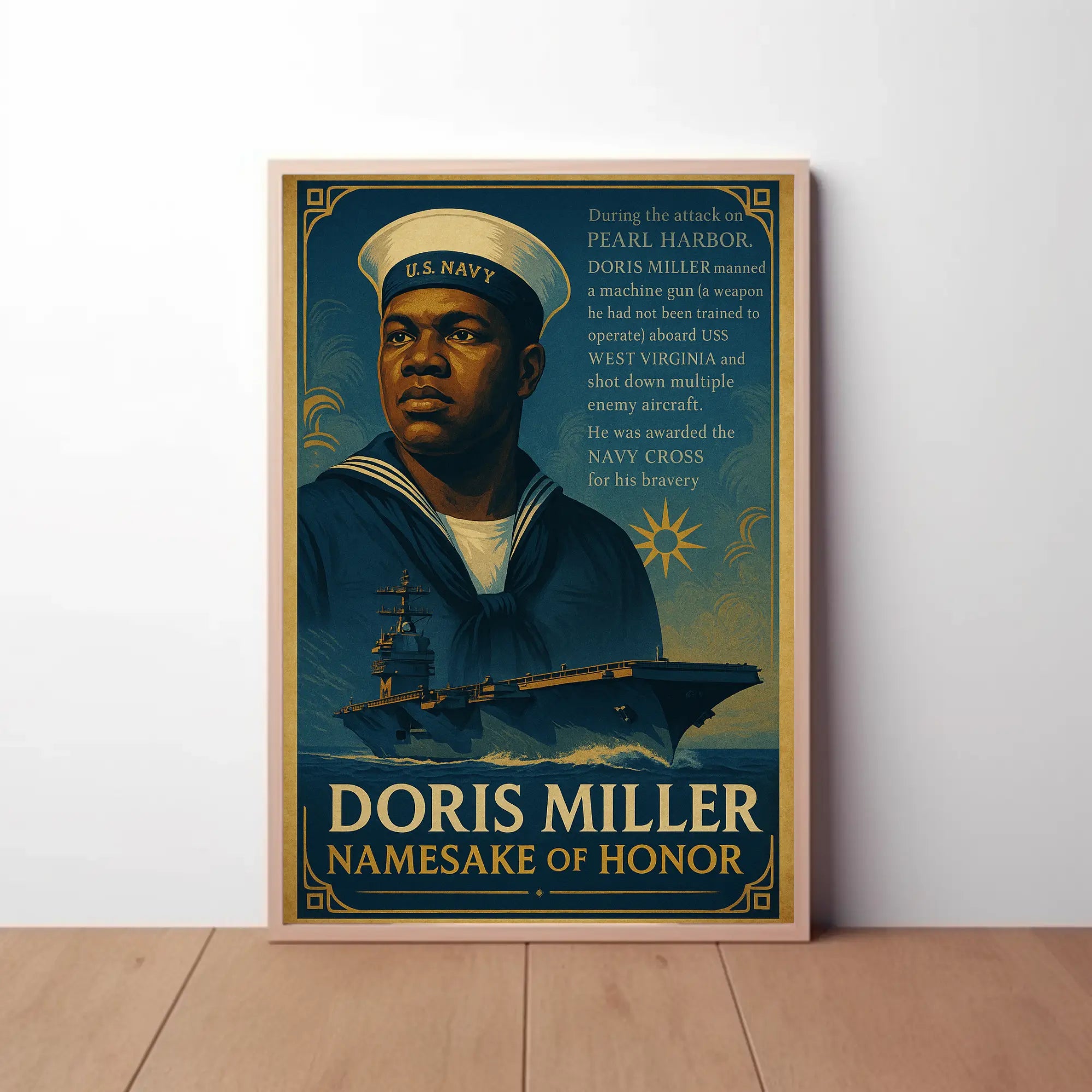 Doris Miller WWII Hero Commemorative Historical Poster PosterGoat