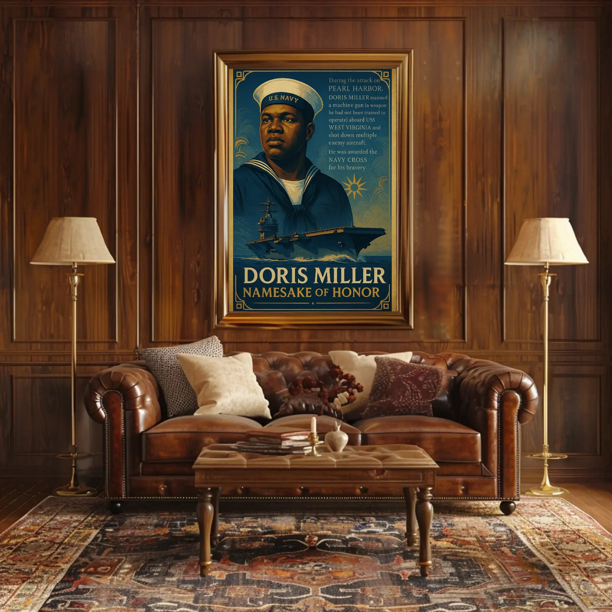 Doris Miller WWII Hero Commemorative Historical Poster PosterGoat