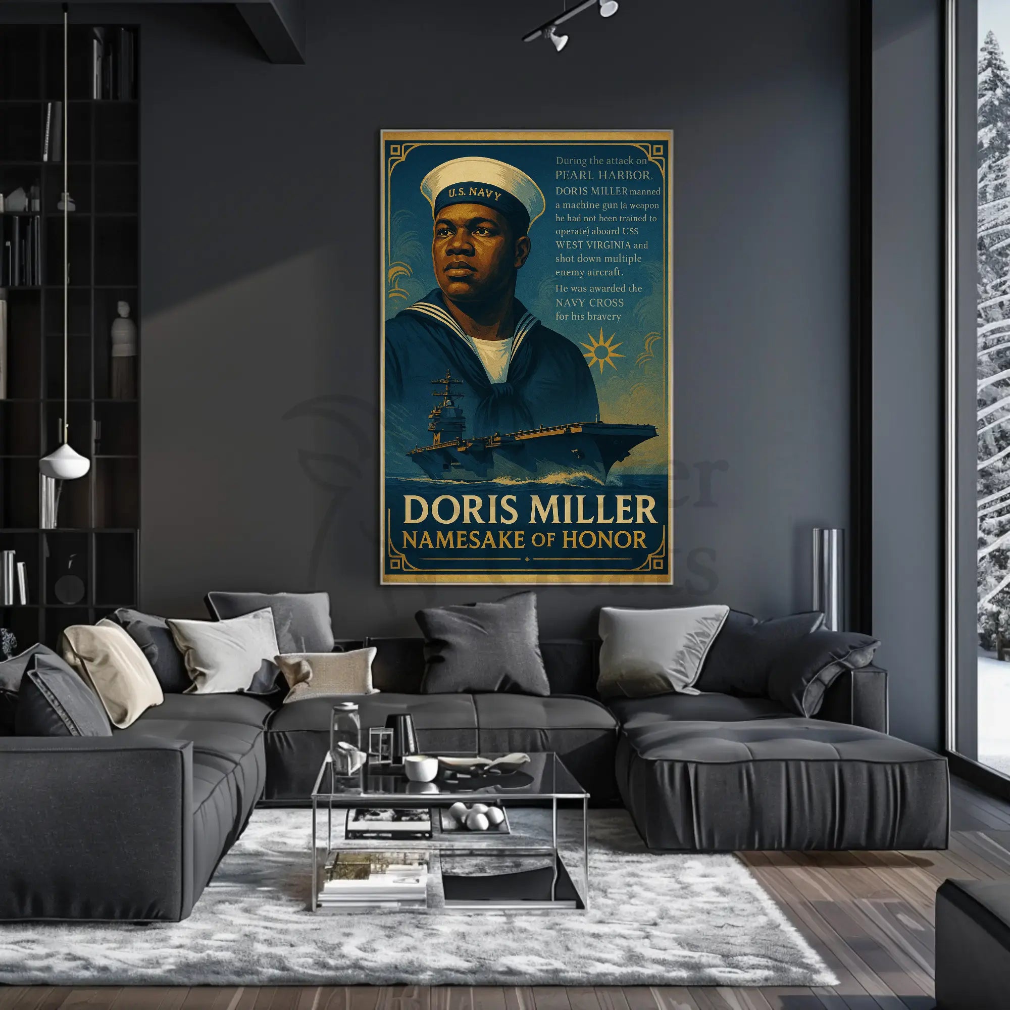 Doris Miller WWII Hero Commemorative Historical Poster PosterGoat