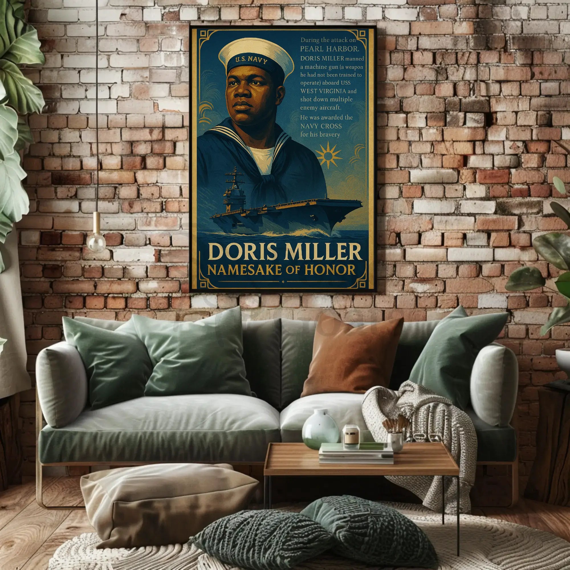Doris Miller WWII Hero Commemorative Historical Poster PosterGoat