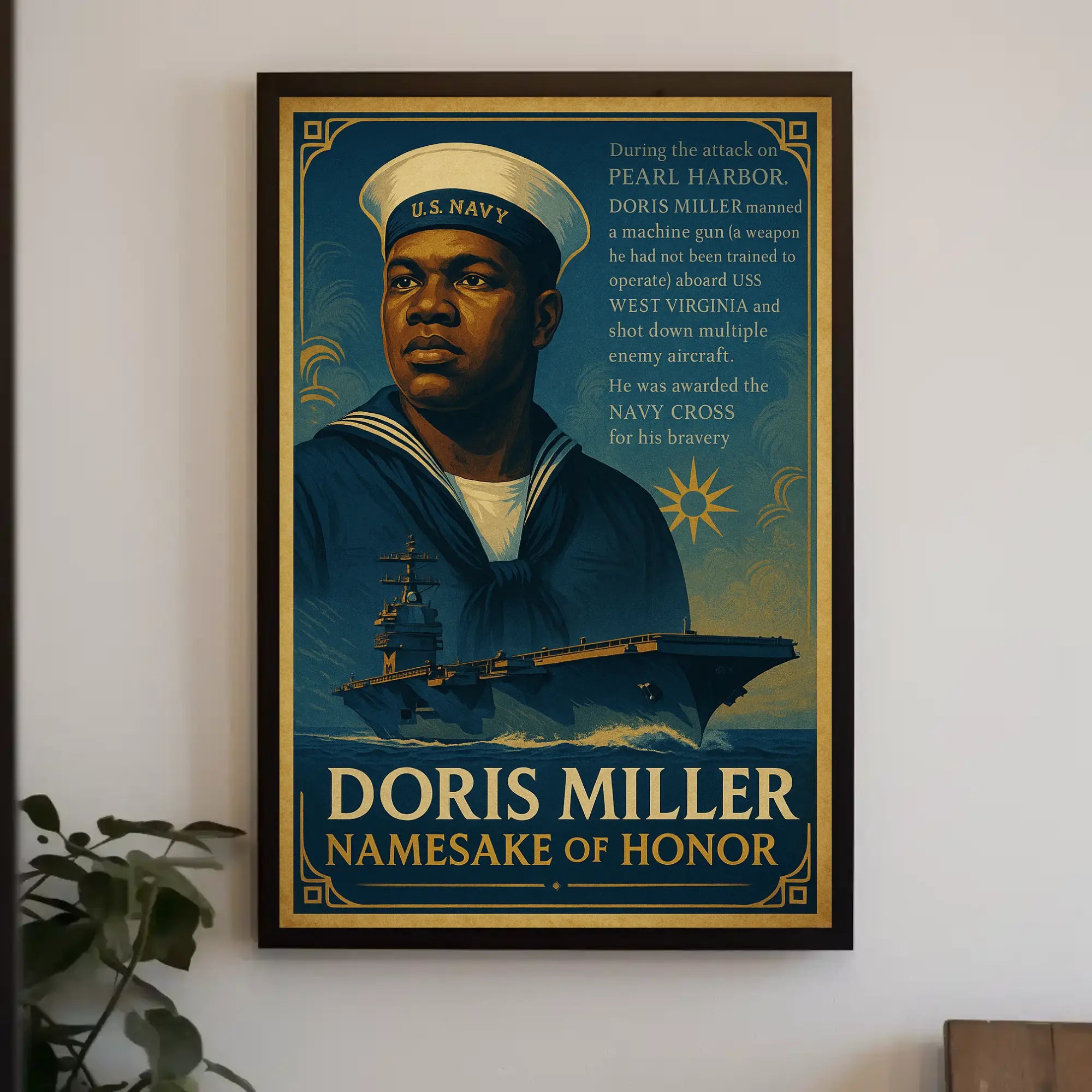 Doris Miller WWII Hero Commemorative Historical Poster PosterGoat