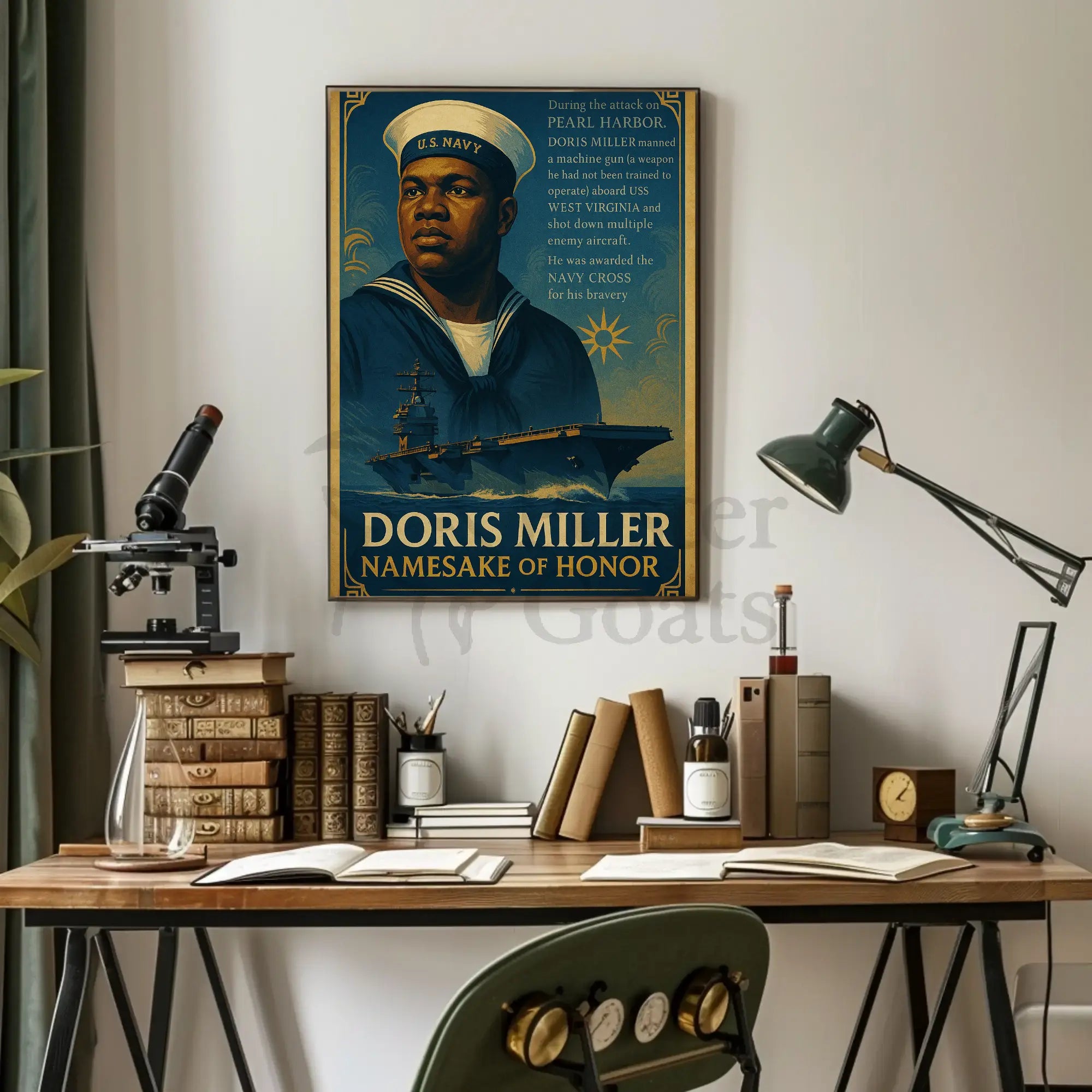 Doris Miller WWII Hero Commemorative Historical Poster PosterGoat