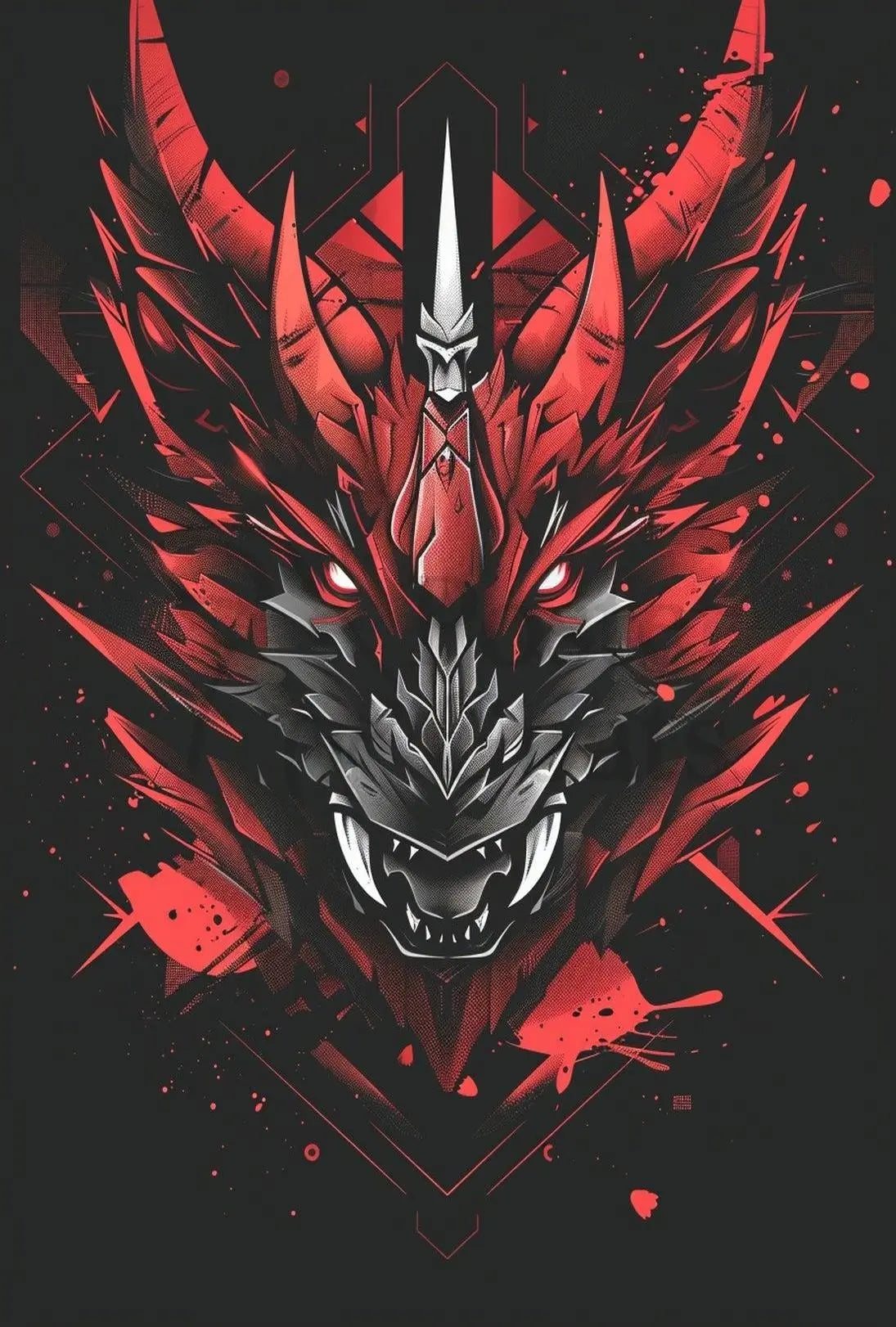 Dragon of Power Modern Art Fantasy Poster PosterGoat