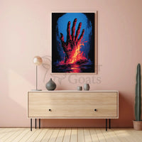 Dramatic Hand Of Fire Artistic Pop Culture Poster PosterGoat