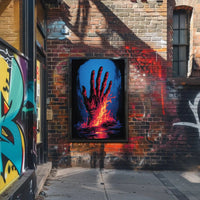 Dramatic Hand Of Fire Artistic Pop Culture Poster PosterGoat