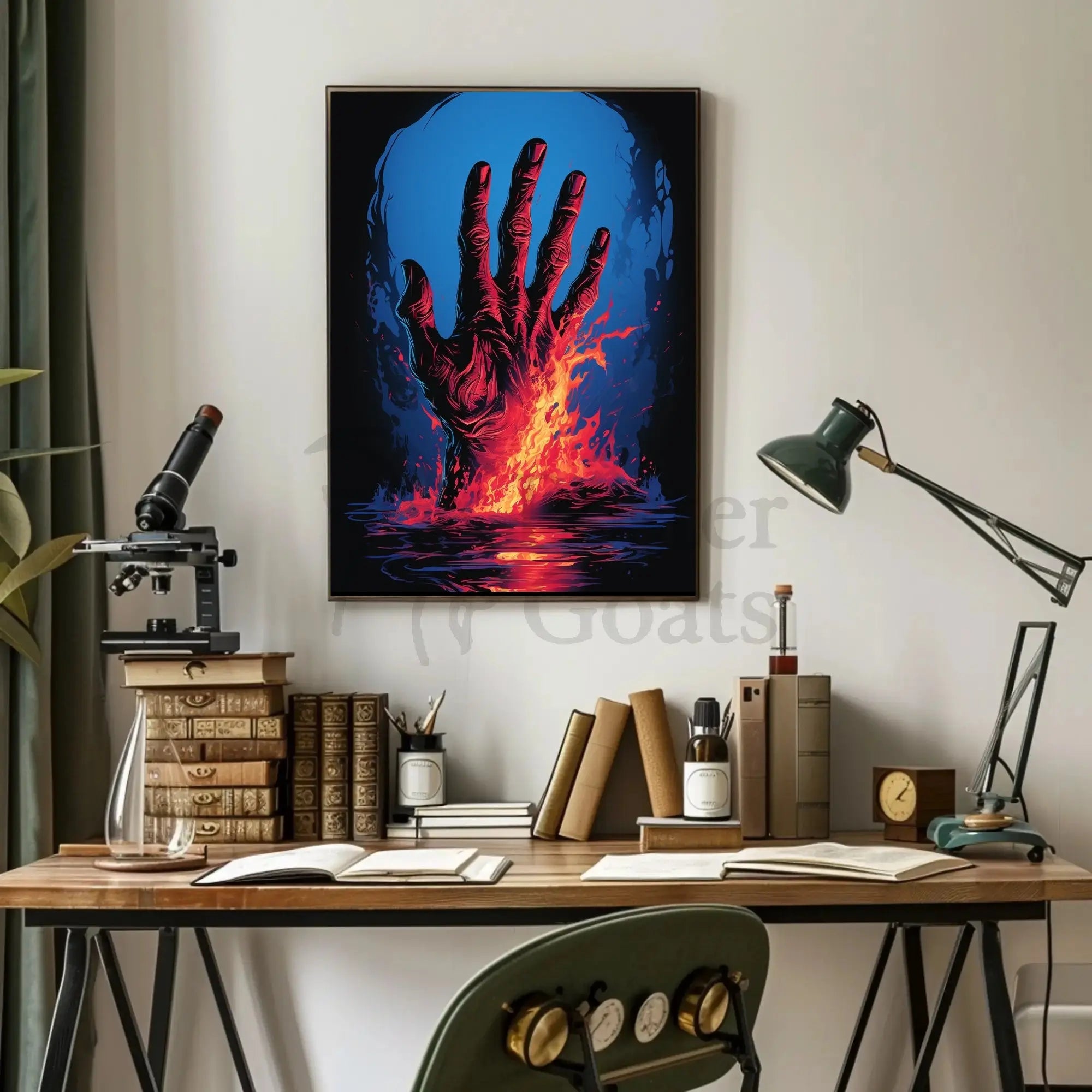 Dramatic Hand Of Fire Artistic Pop Culture Poster PosterGoat