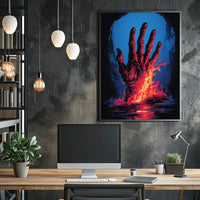 Dramatic Hand Of Fire Artistic Pop Culture Poster PosterGoat