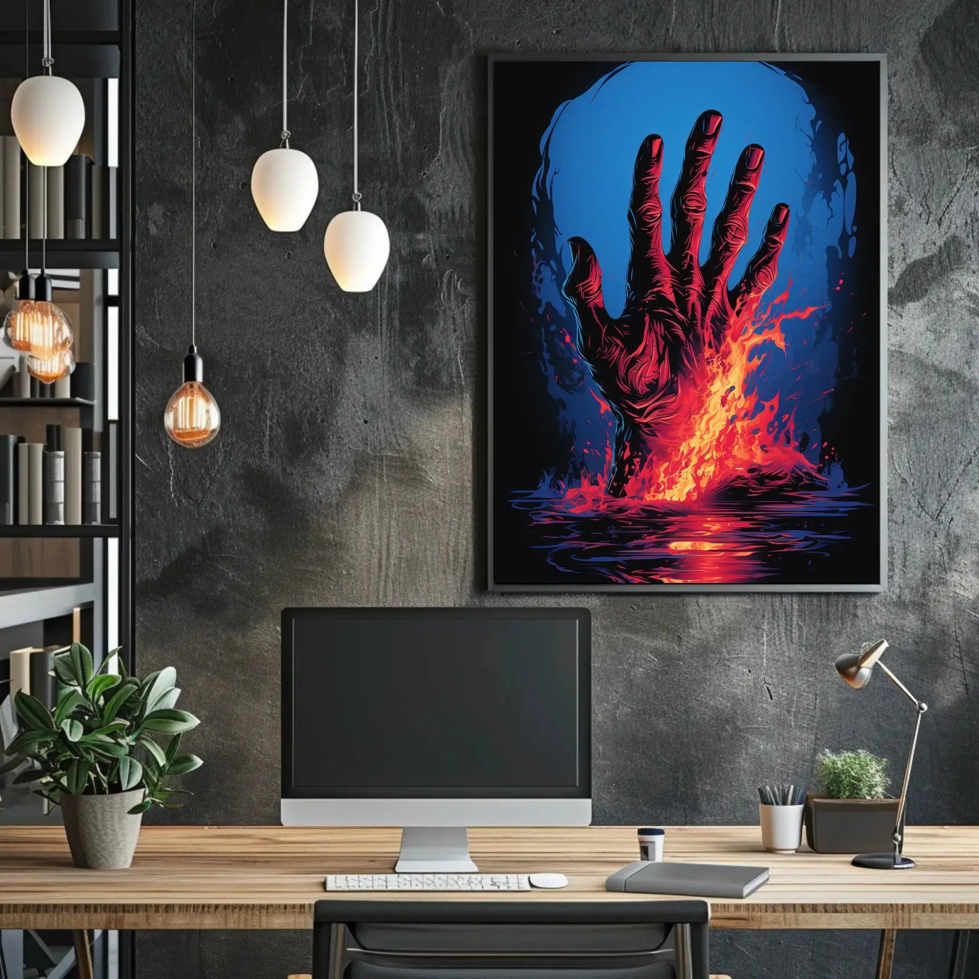 Dramatic Hand Of Fire Artistic Pop Culture Poster PosterGoat