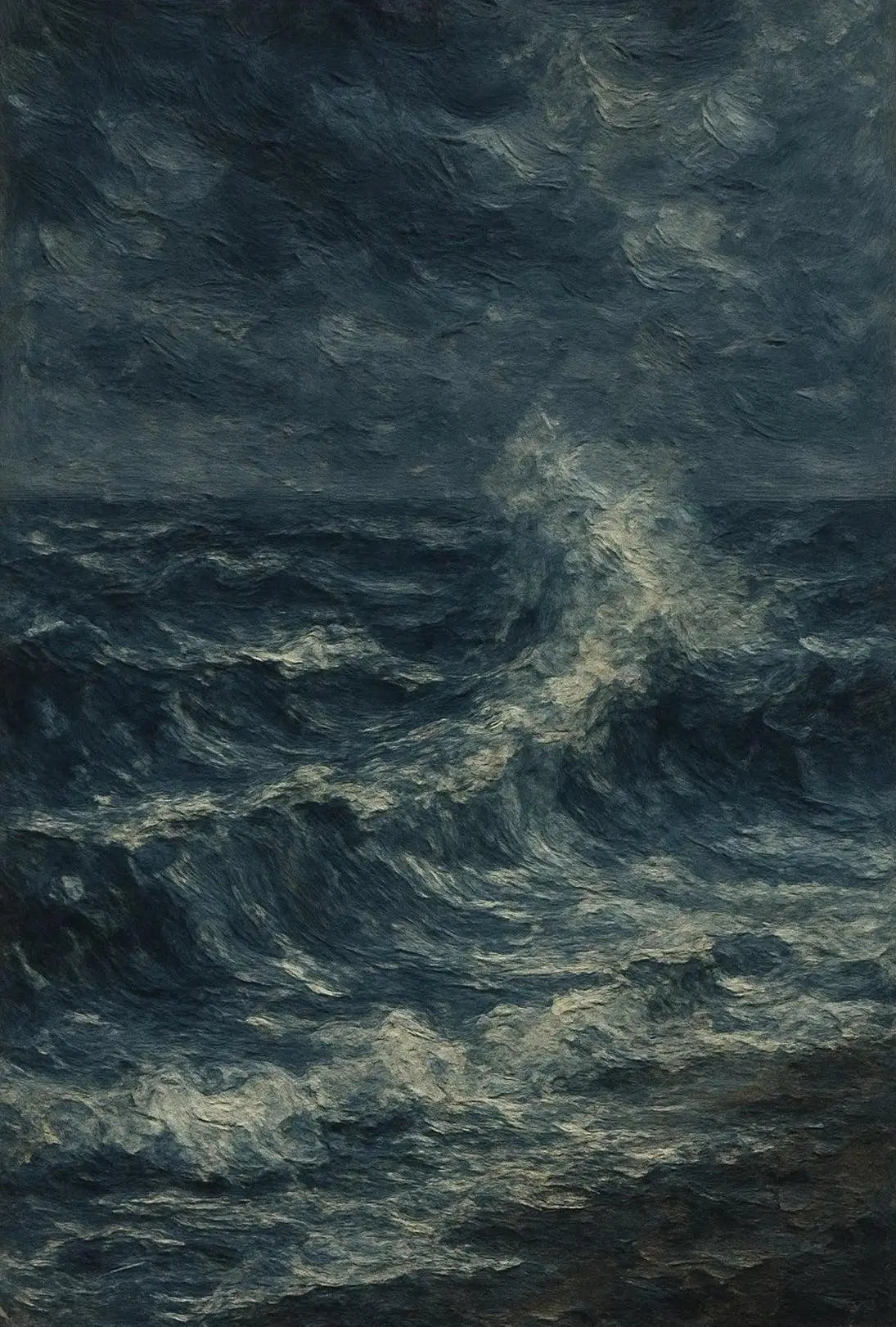 Dramatic Ocean Seascape Art: Impressionist Waves Poster PosterGoat