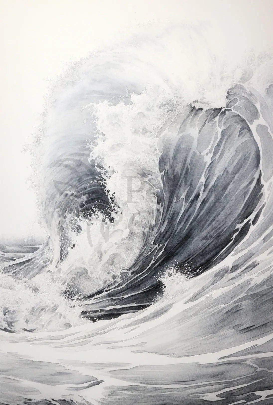 Dramatic Ocean Wave Japanese-Style Artistic Poster PosterGoat