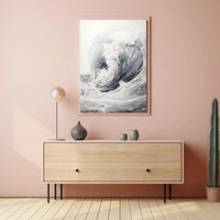 Dramatic Ocean Wave Japanese-Style Artistic Poster PosterGoat