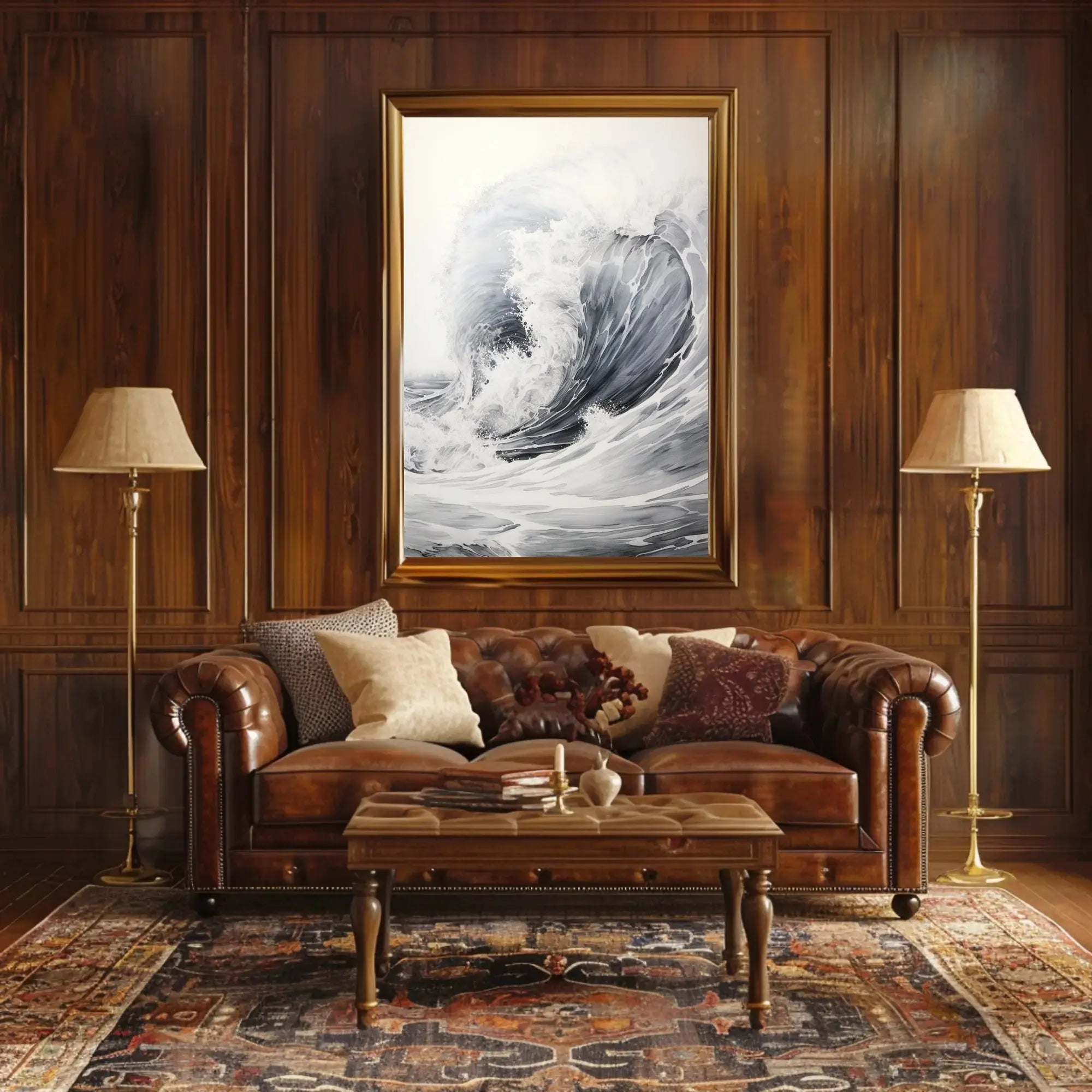 Dramatic Ocean Wave Japanese-Style Artistic Poster PosterGoat