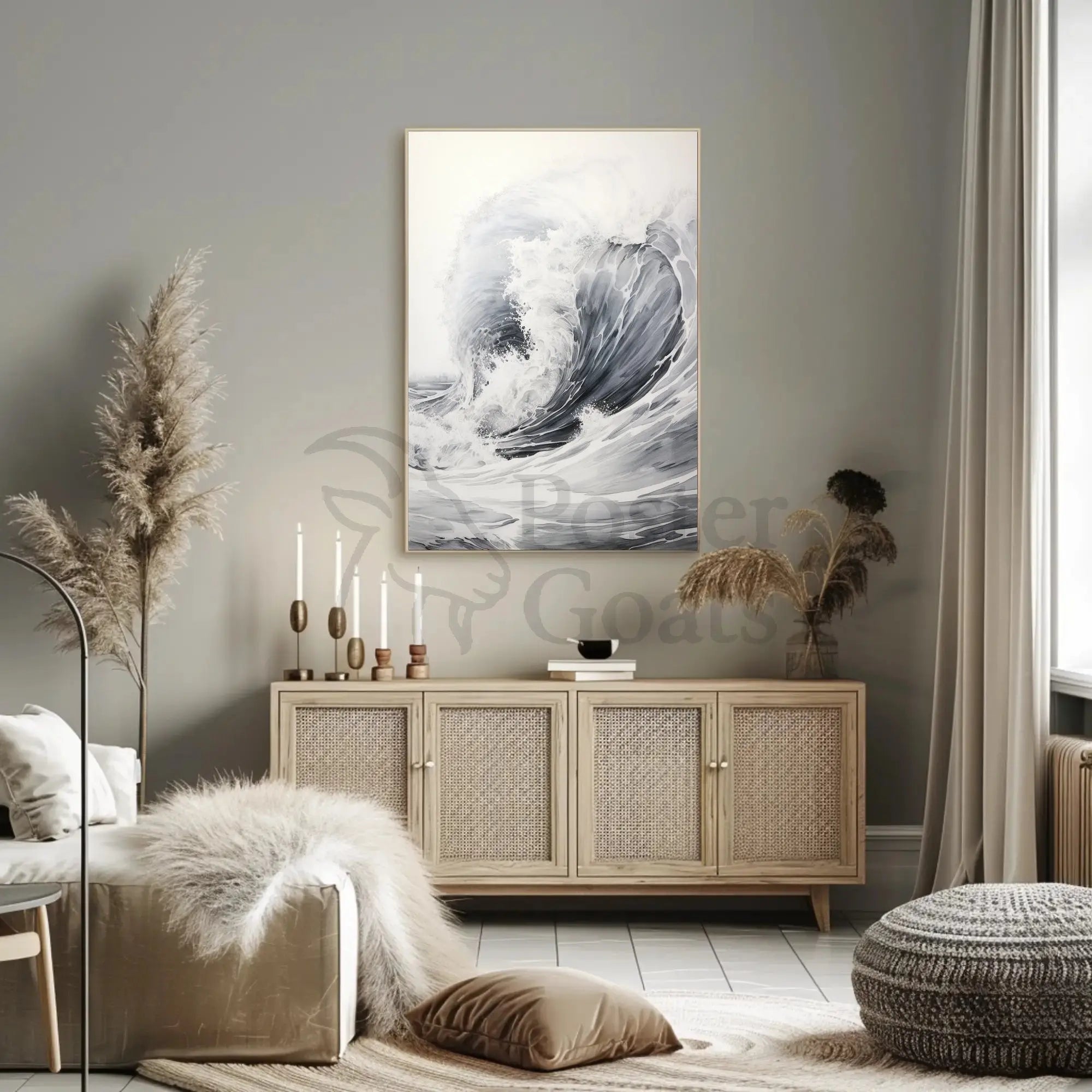 Dramatic Ocean Wave Japanese-Style Artistic Poster PosterGoat
