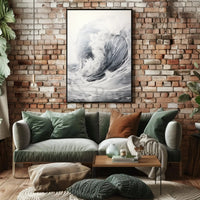 Dramatic Ocean Wave Japanese-Style Artistic Poster PosterGoat