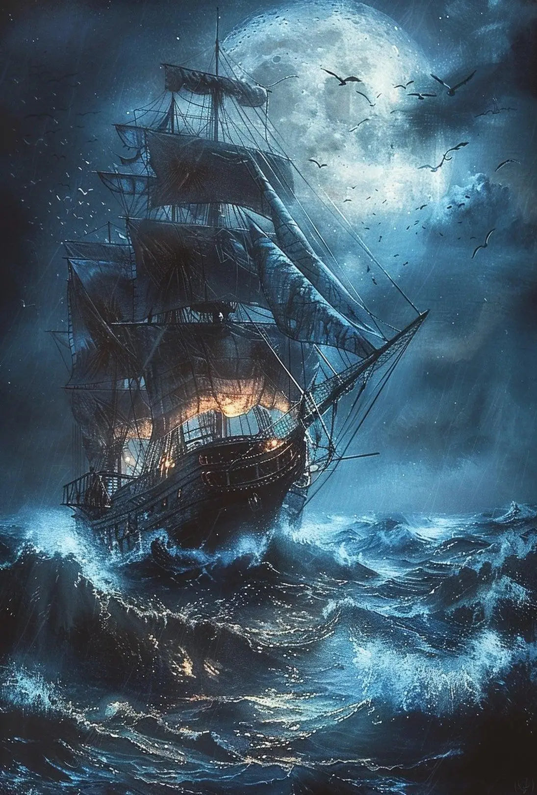 Dramatic Sailing Ship Adventure Artistic or Pop Culture Poster PosterGoat