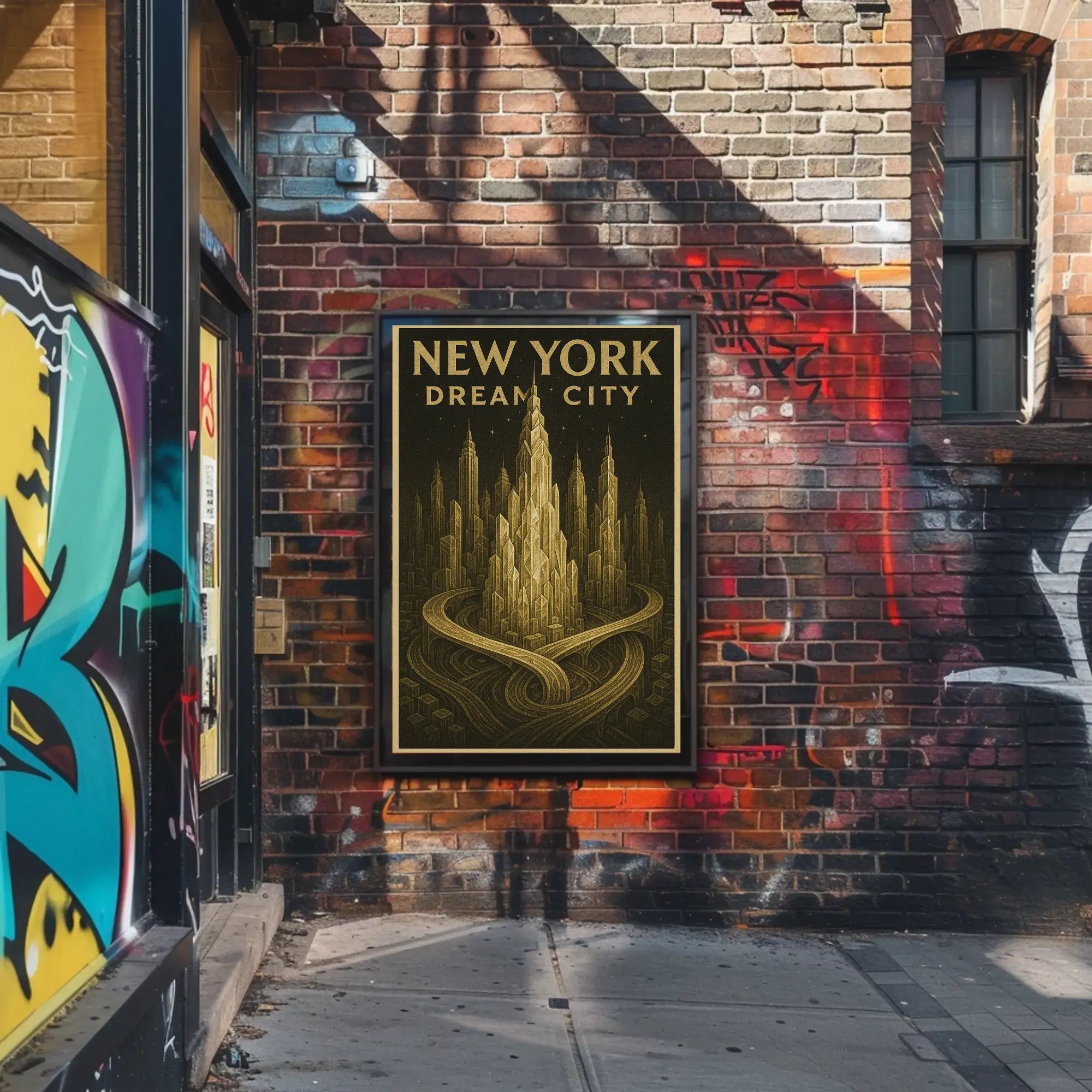 Dream City New York Artistic Travel Poster PosterGoat