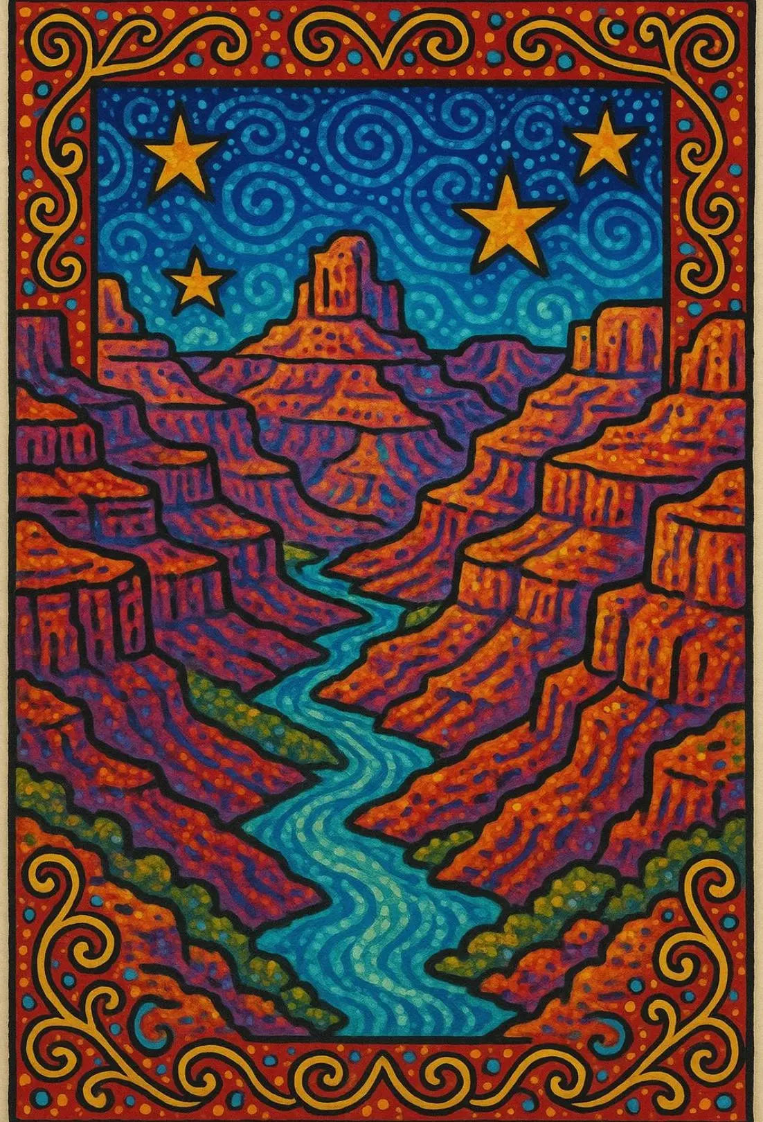 Dreamlike Canyon Scene with Stars National Park Poster PosterGoat