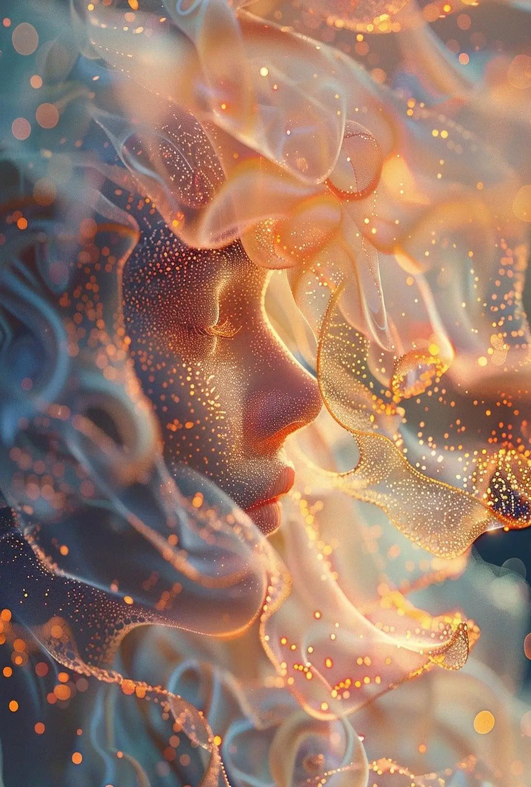 Dreamlike Ethereal Face with Surreal Fluidity Artistic Poster PosterGoat
