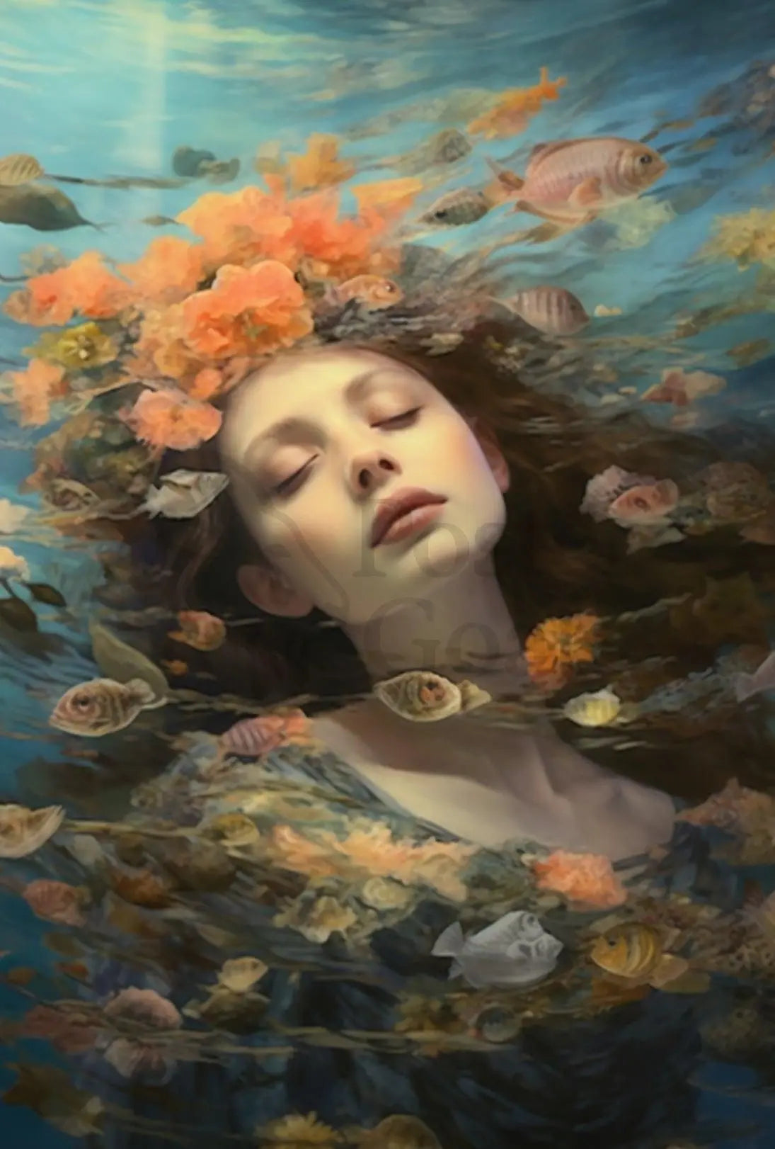 Dreamy Ethereal Underwater Scene Artistic Poster PosterGoat