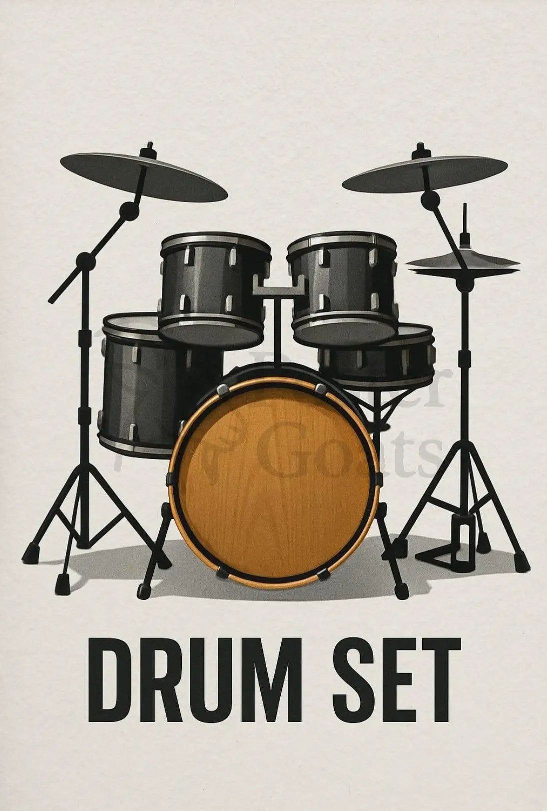 Drum Set Illustration for Music Enthusiasts Artistic Poster PosterGoat