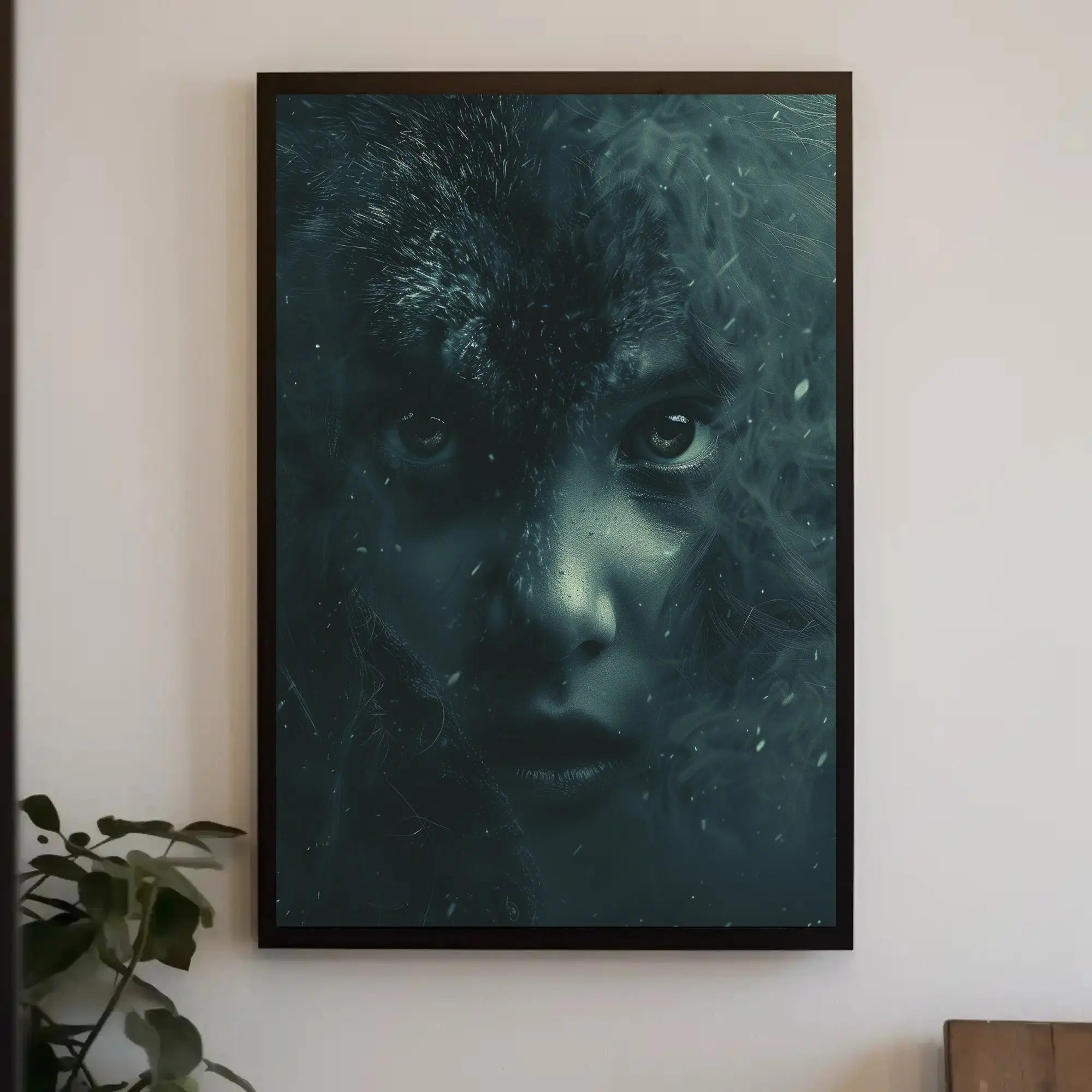 Duality Revealed: Human-Wolf Fusion Abstract, Artistic, or Pop Culture Poster PosterGoat