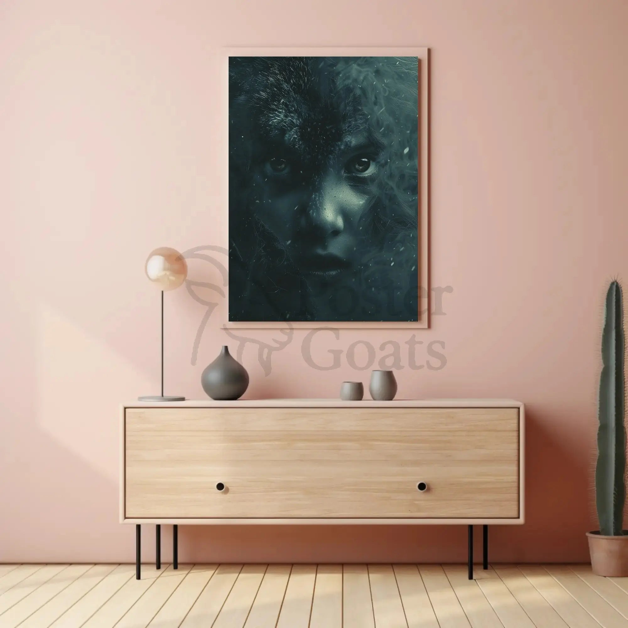 Duality Revealed: Human-Wolf Fusion Abstract, Artistic, or Pop Culture Poster PosterGoat