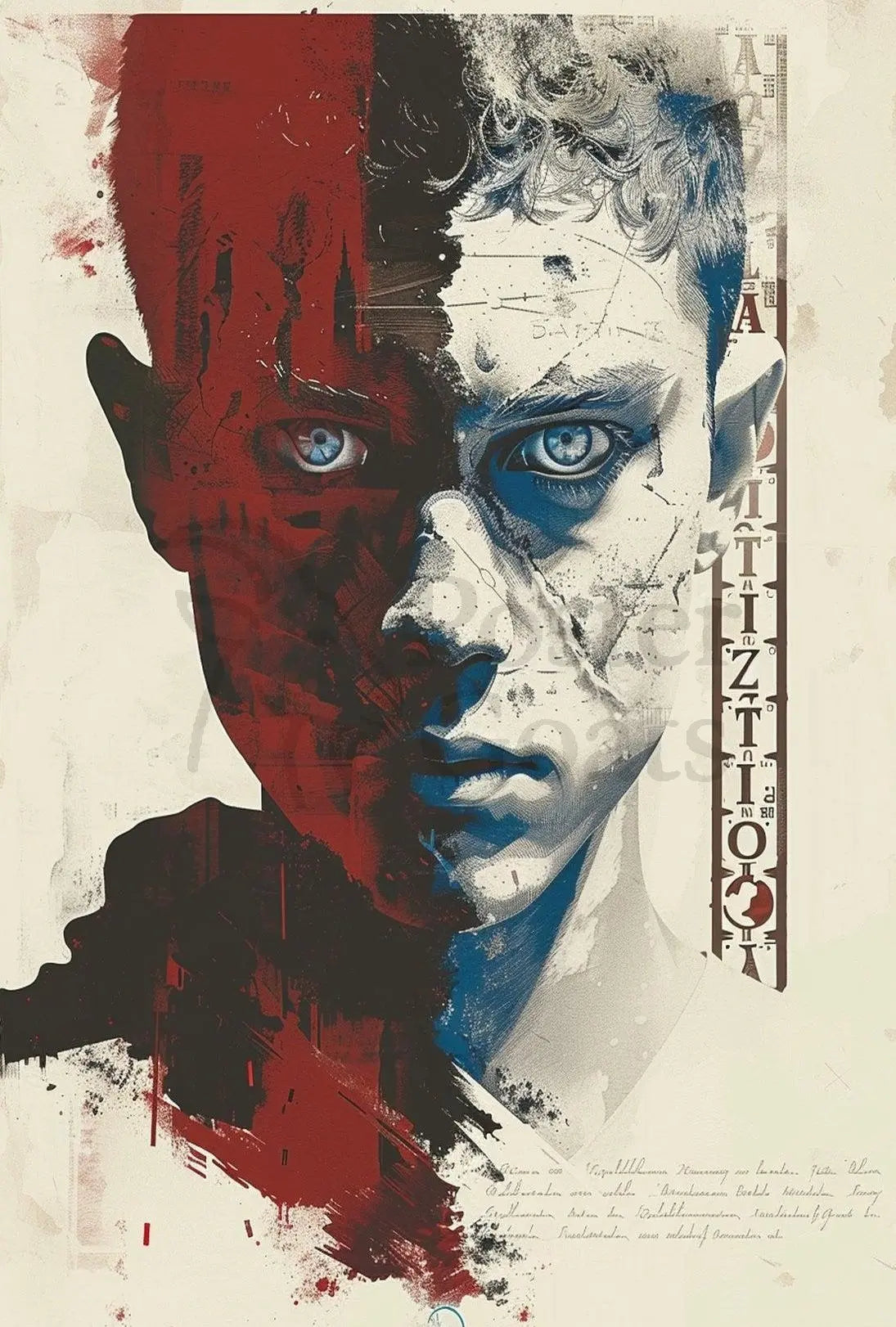 Duality Unveiled: Abstract, Artistic Portrait Poster PosterGoat