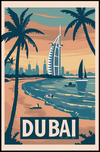 Dubai Cityscape Vintage Travel Art Poster PosterGoat