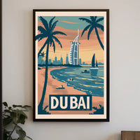 Dubai Cityscape Vintage Travel Art Poster PosterGoat