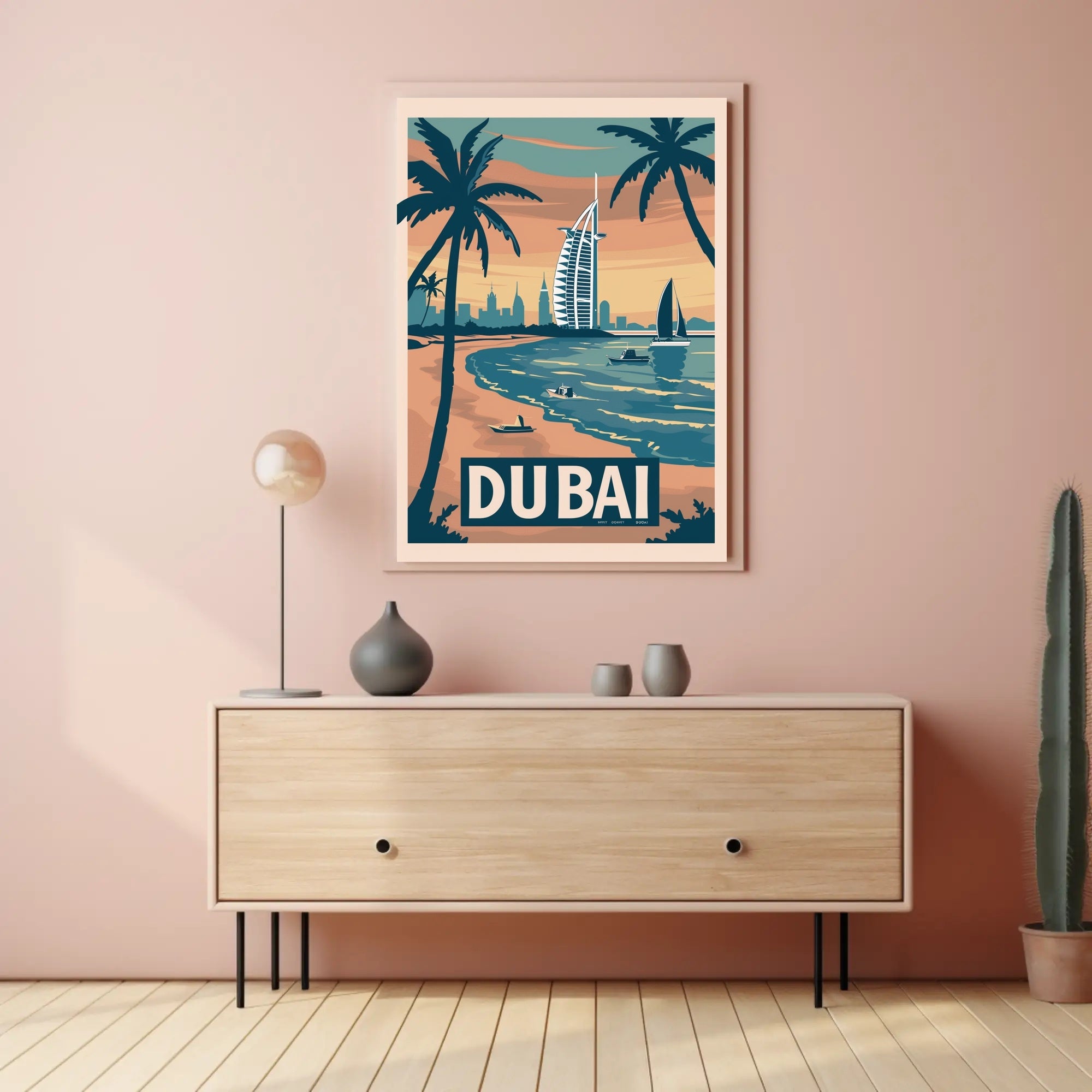 Dubai Cityscape Vintage Travel Art Poster PosterGoat