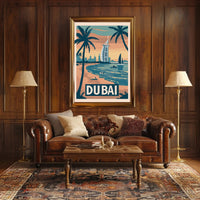 Dubai Cityscape Vintage Travel Art Poster PosterGoat