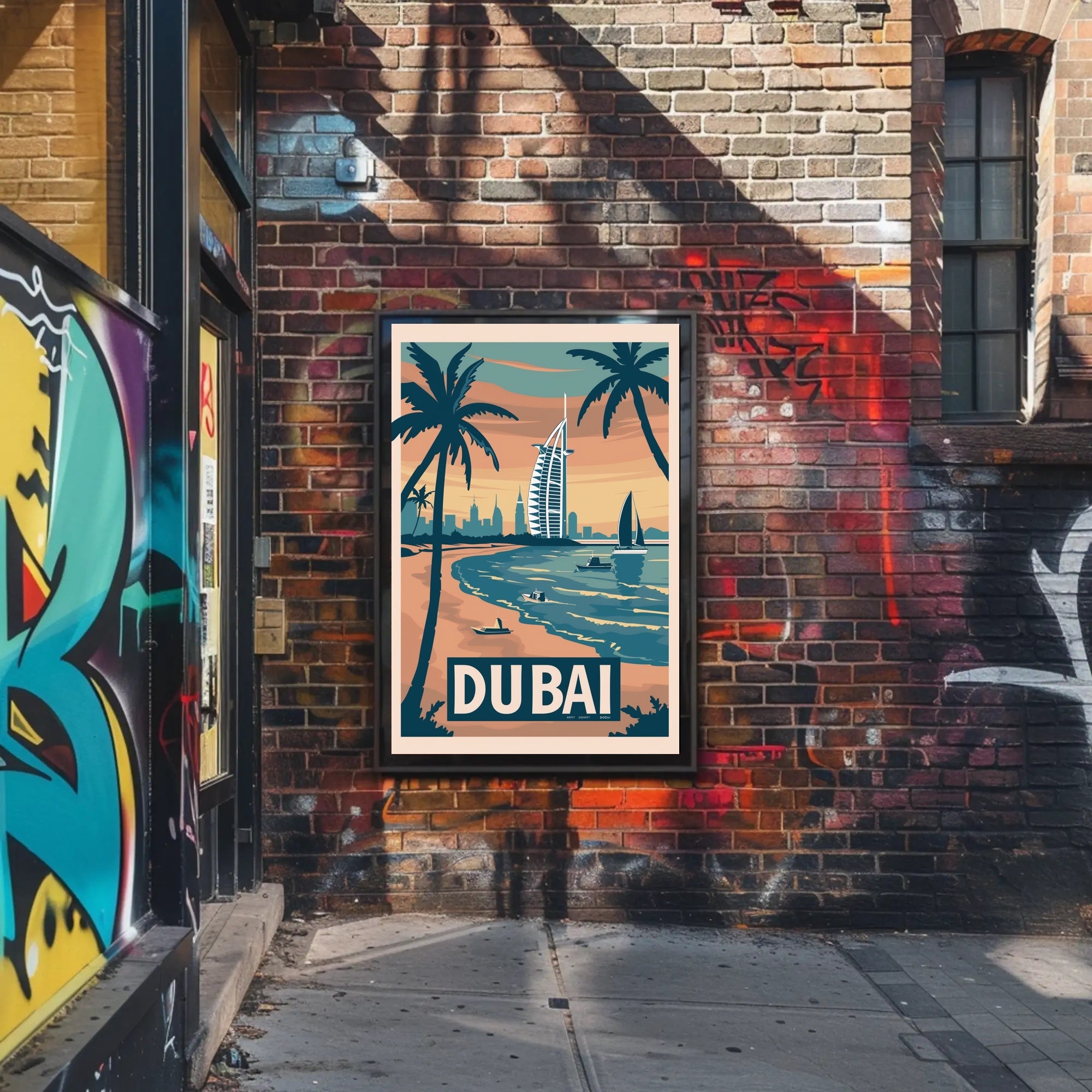 Dubai Cityscape Vintage Travel Art Poster PosterGoat