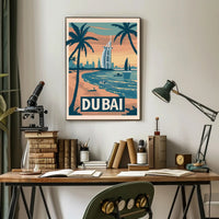 Dubai Cityscape Vintage Travel Art Poster PosterGoat