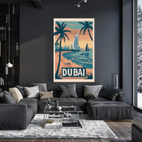 Dubai Cityscape Vintage Travel Art Poster PosterGoat