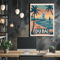 Dubai Cityscape Vintage Travel Art Poster PosterGoat