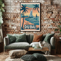 Dubai Cityscape Vintage Travel Art Poster PosterGoat