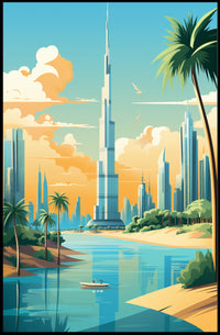 Dubai-Inspired Cityscape with Burj Khalifa Urban or Cityscape Poster PosterGoat