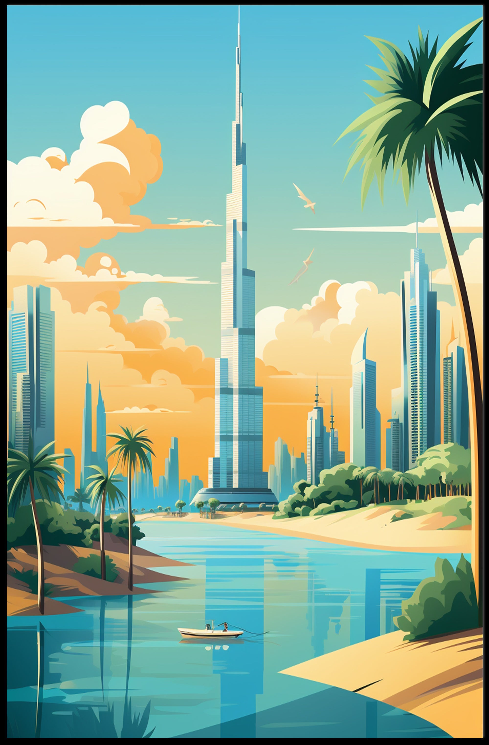 Dubai-Inspired Cityscape with Burj Khalifa Urban or Cityscape Poster PosterGoat