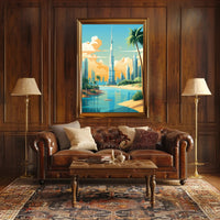 Dubai-Inspired Cityscape with Burj Khalifa Urban or Cityscape Poster PosterGoat