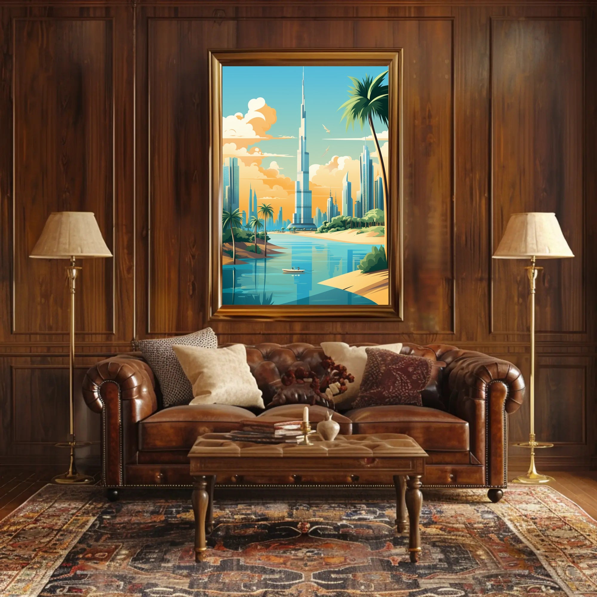 Dubai-Inspired Cityscape with Burj Khalifa Urban or Cityscape Poster PosterGoat