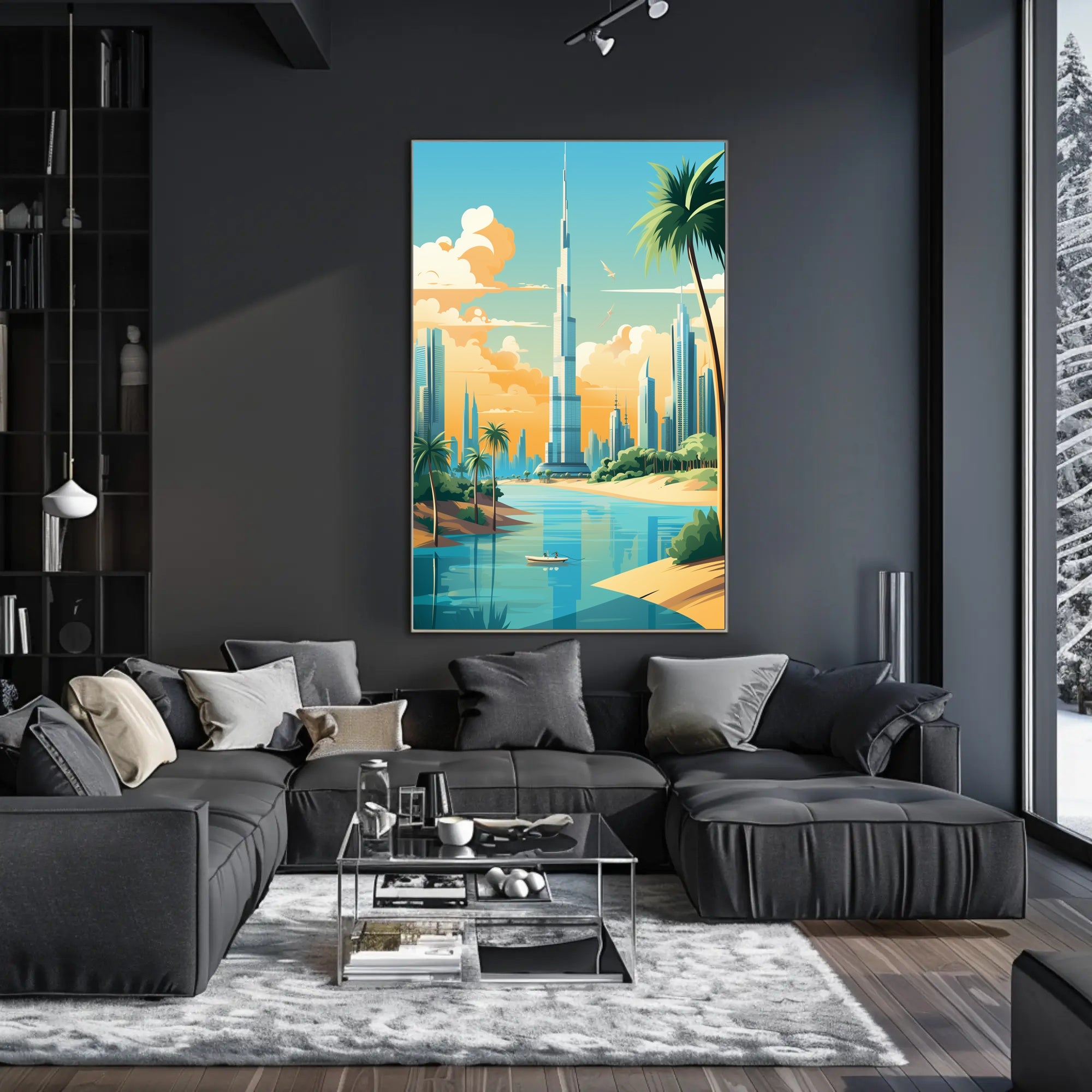 Dubai-Inspired Cityscape with Burj Khalifa Urban or Cityscape Poster PosterGoat