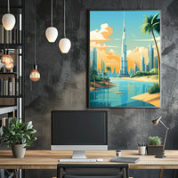 Dubai-Inspired Cityscape with Burj Khalifa Urban or Cityscape Poster PosterGoat