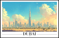 Dubai Skyline Poster with Burj Khalifa: Urban Cityscape PosterGoat