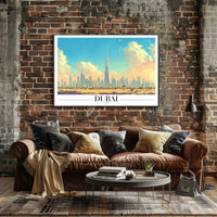 Dubai Skyline Poster with Burj Khalifa: Urban Cityscape PosterGoat
