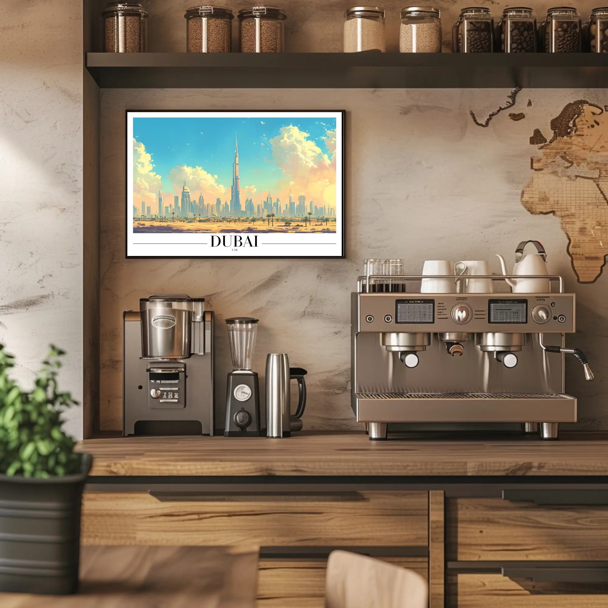 Dubai Skyline Poster with Burj Khalifa: Urban Cityscape PosterGoat