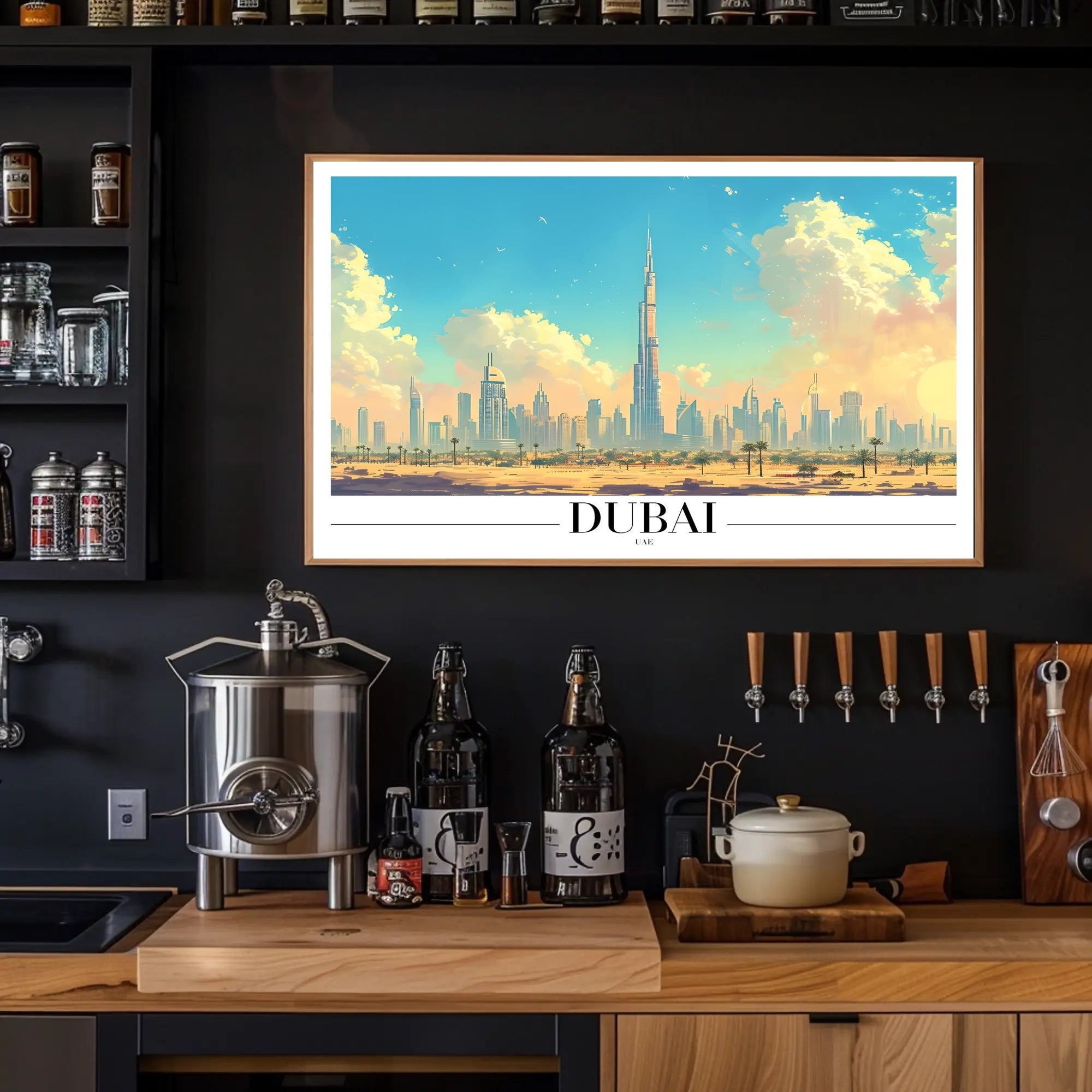 Dubai Skyline Poster with Burj Khalifa: Urban Cityscape PosterGoat