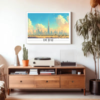 Dubai Skyline Poster with Burj Khalifa: Urban Cityscape PosterGoat